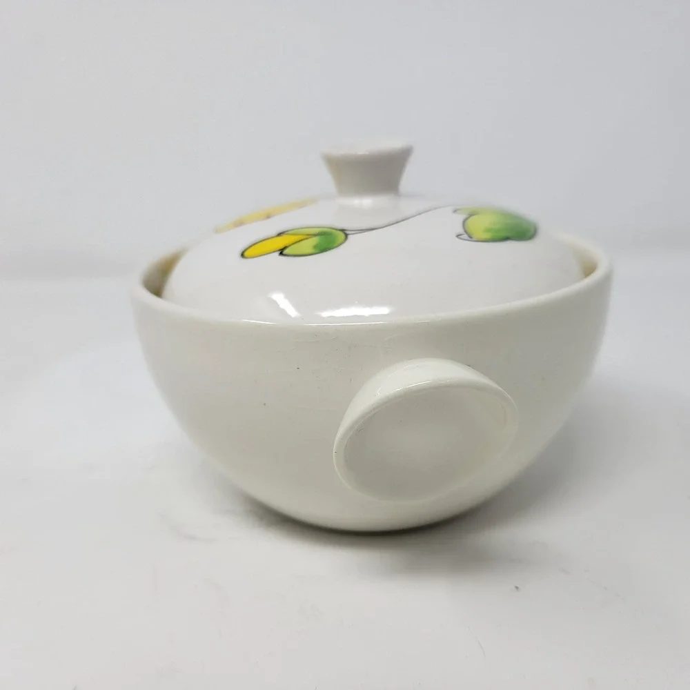 Mancioli Italy Vintage Floral Ceramic Lidded‎ Soup Rice Bowls Set of 4